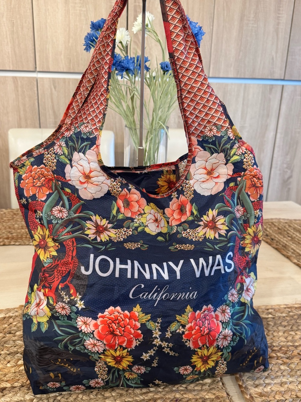 Johnny Was California Lunar New Year Dragon Reusable Foldable Tote NWOT